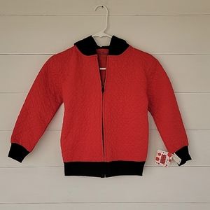 DISNEY Kids Small Red & Black Jacket Hooded with Pockets and Zippered Front